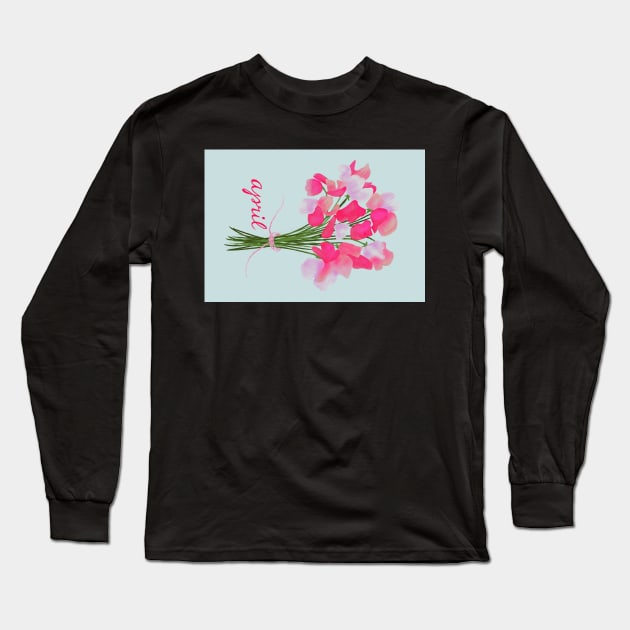 April Sweet Peas portrait card Long Sleeve T-Shirt by Peleegirl